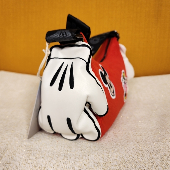 Loungefly Disney 100th Mickey Hands Gloves Red Corduroy Crossbody Handbag NEW - Picture 4 of 11